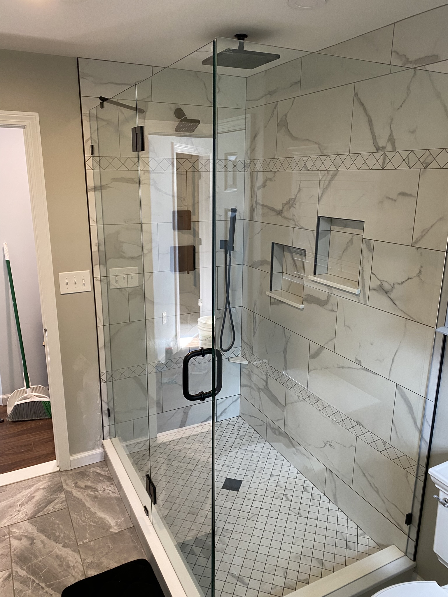 Marble Tile Shower Enclosure