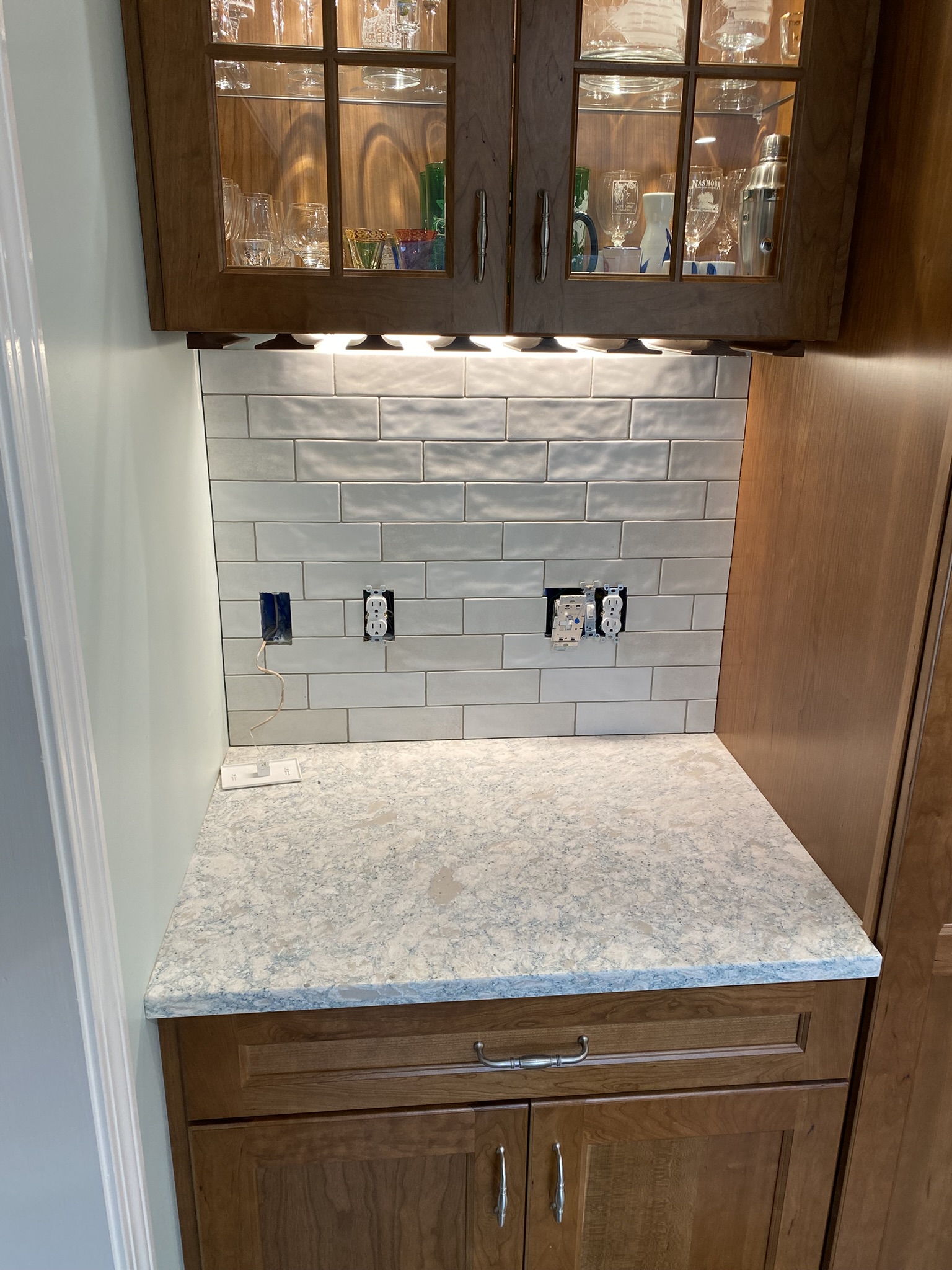 Wet Bar Subway Tile Backsplash